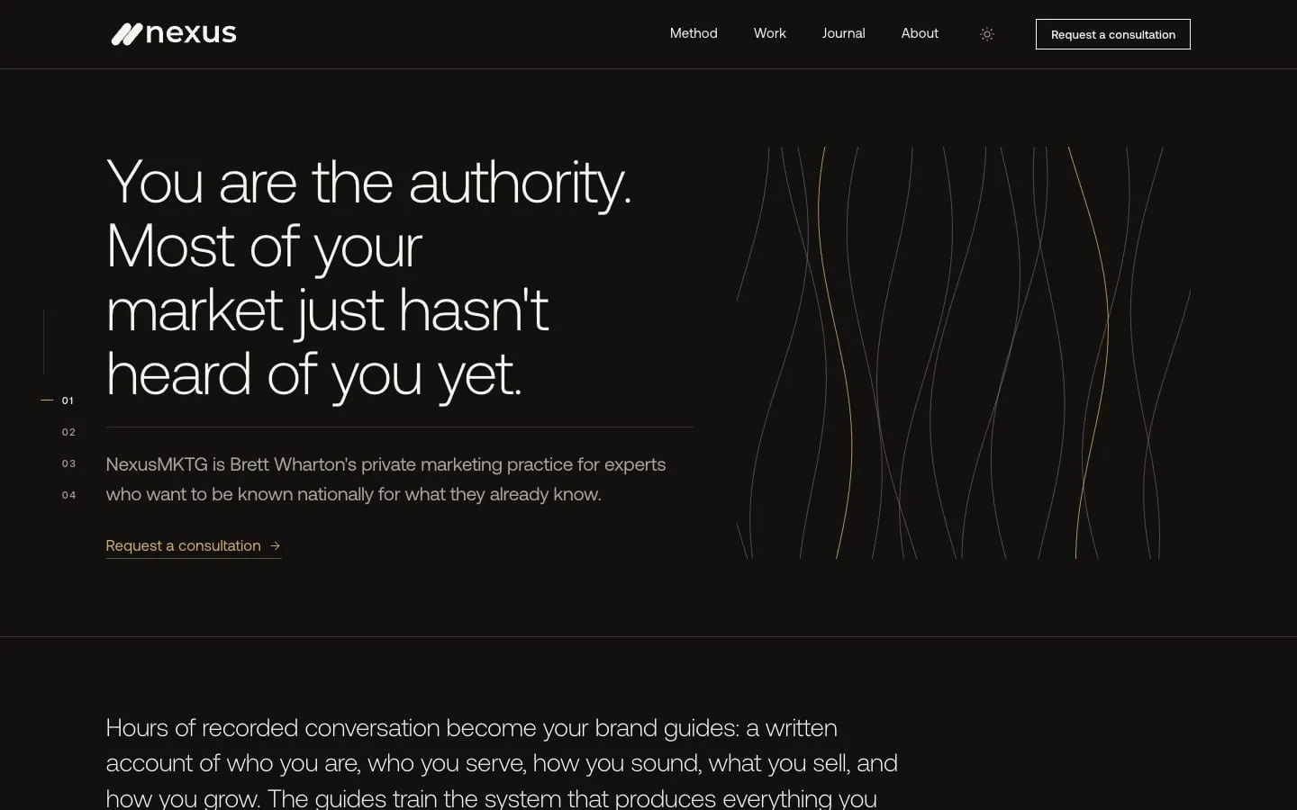 The homepage of NexusMKTG, above the fold